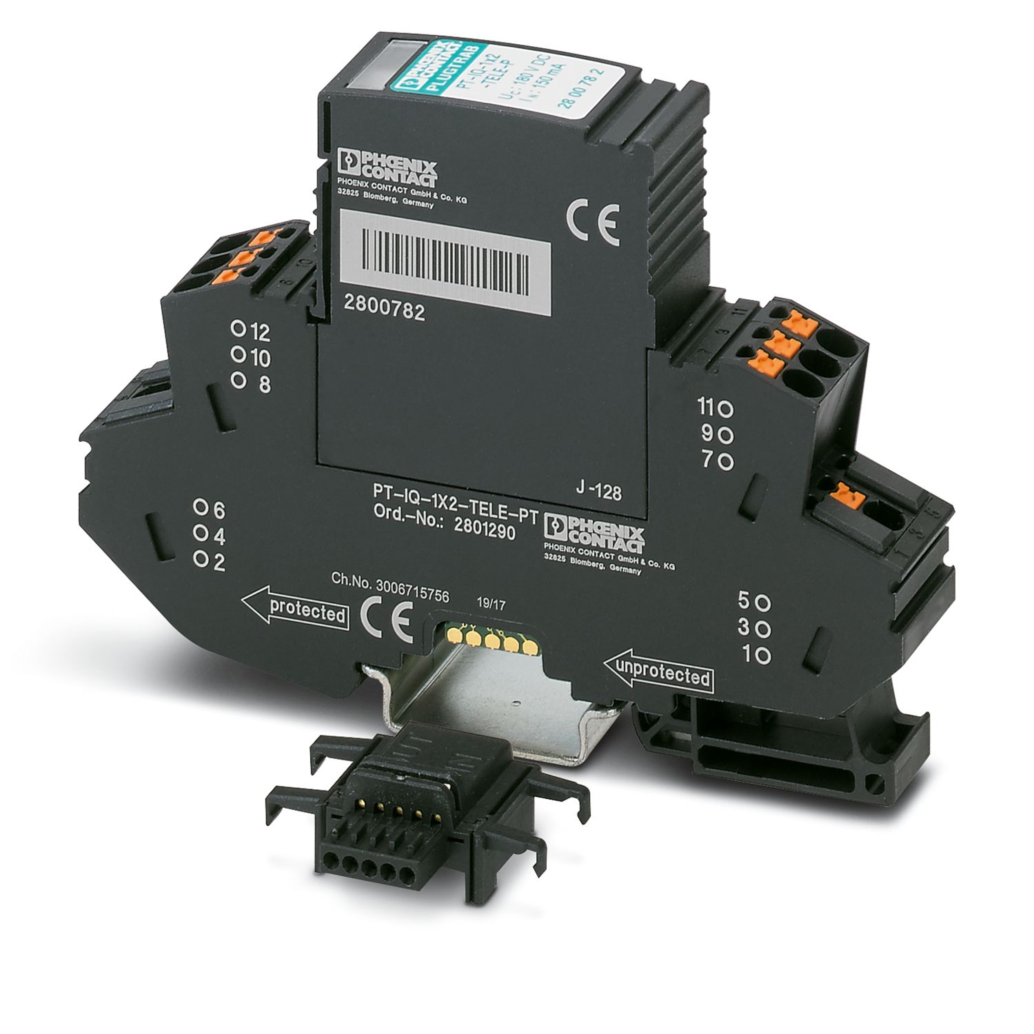 Thiết bị chống sét lan truyền Phoenix Contact: PT-IQ-1X2-TELE-PT - Surge protection device (2801290)