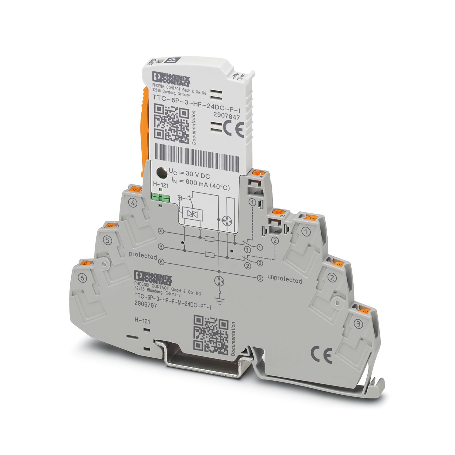 Chống sét tín hiệu Phoenix Contact: TTC-6P-3-HF-F-M-24DC-PT-I - Surge protection device (2906797)