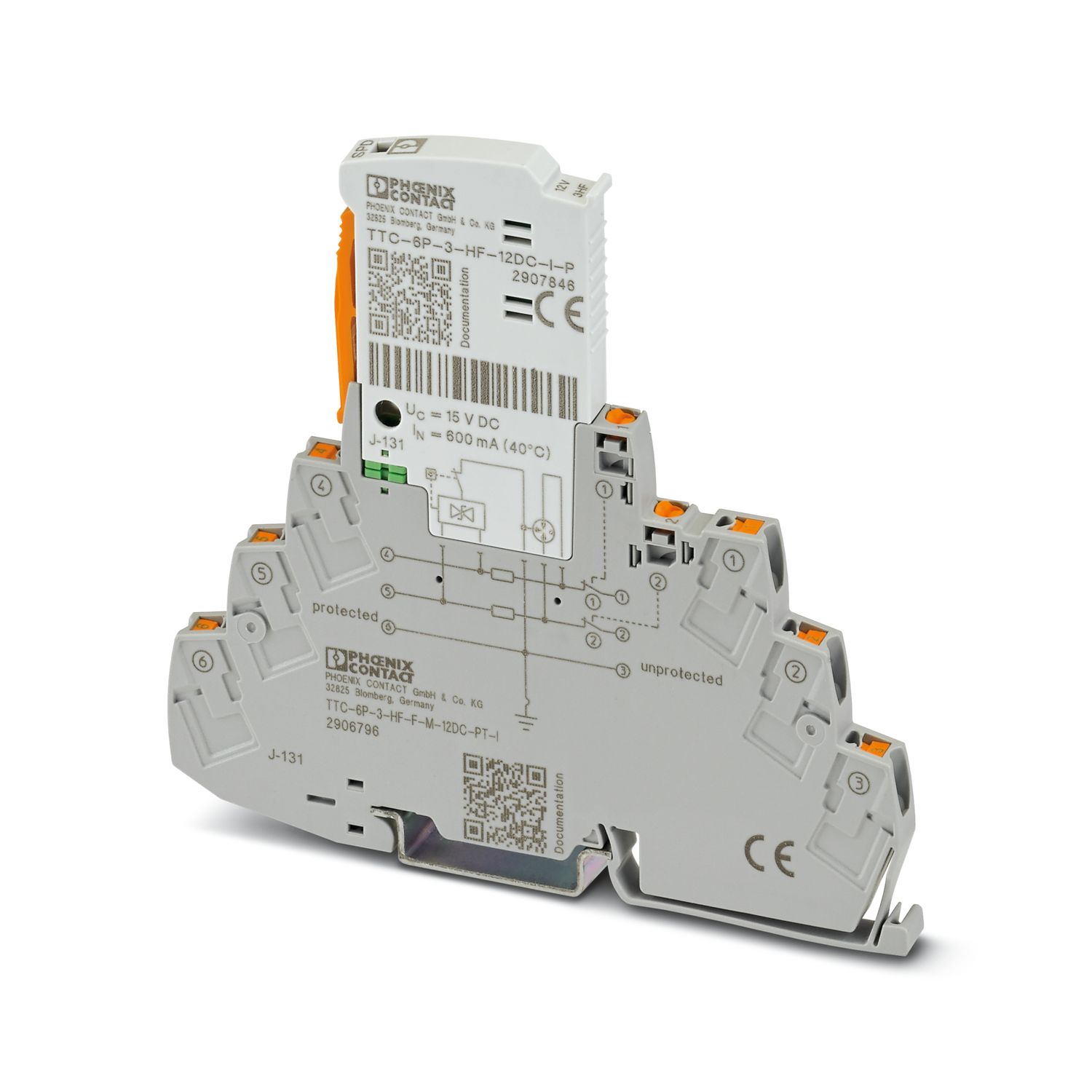 Chống sét tín hiệu Phoenix Contact: TTC-6P-3-HF-F-M-12DC-PT-I - Surge protection device (2906796)