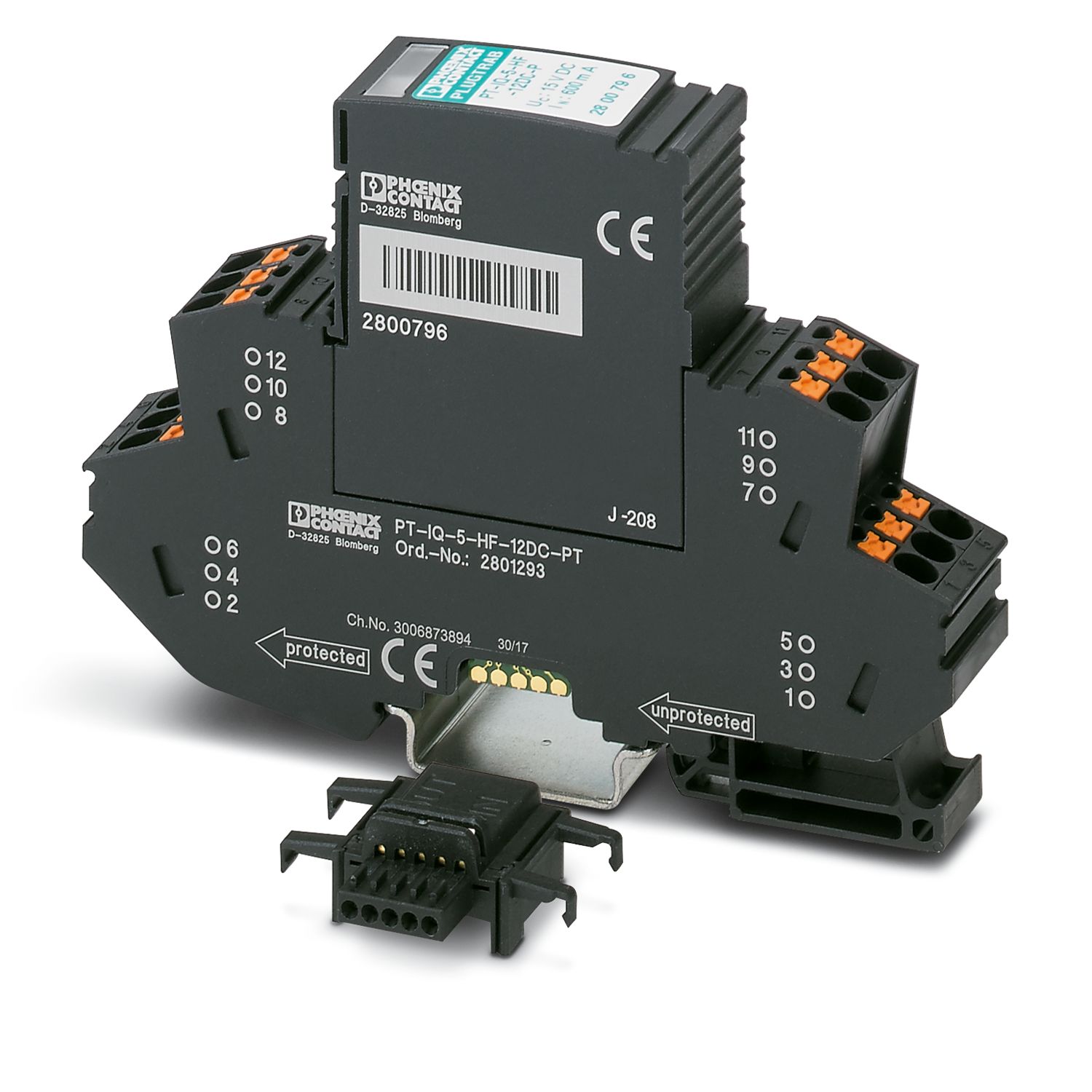 Thiết bị chống sét lan truyền Phoenix Contact: PT-IQ-5-HF-12DC-PT - Surge protection device (2801293)
