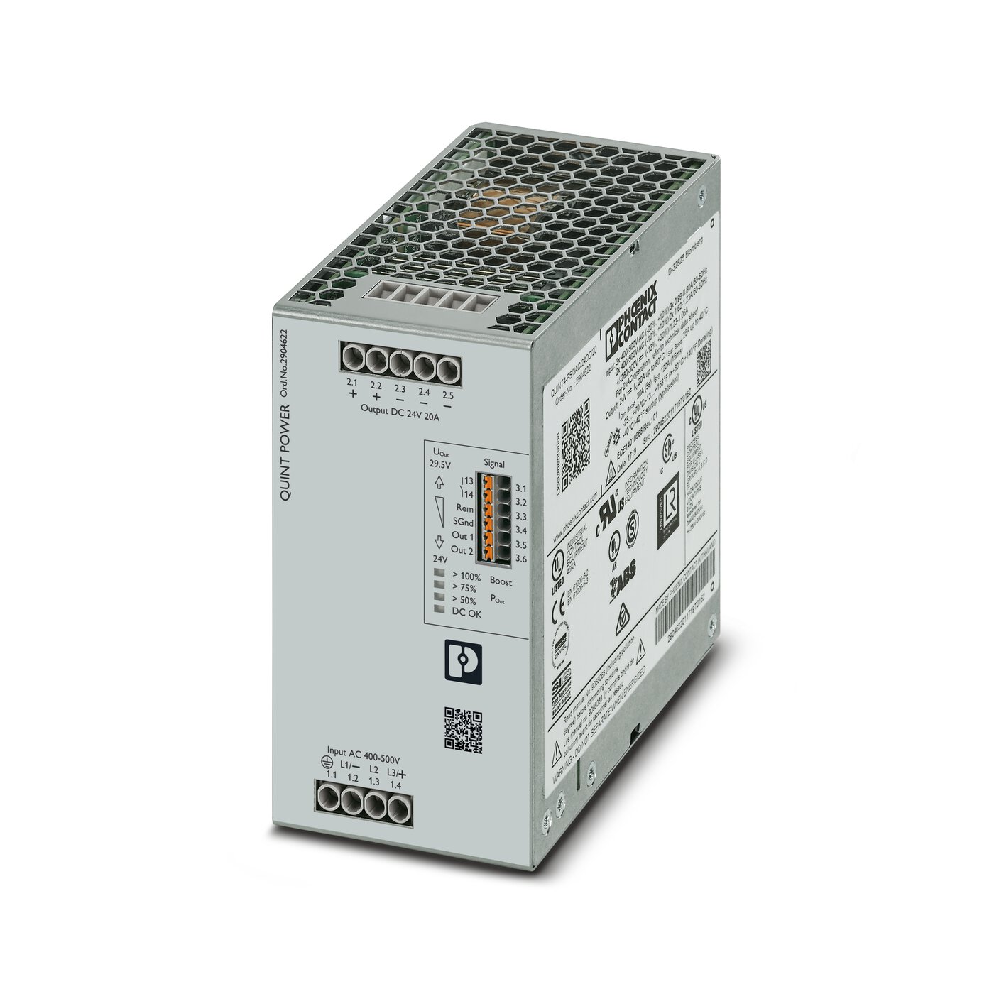 Bộ nguồn 24DC Phoenix Contact: QUINT4-PS/3AC/24DC/20 - Power supply unit 2904622