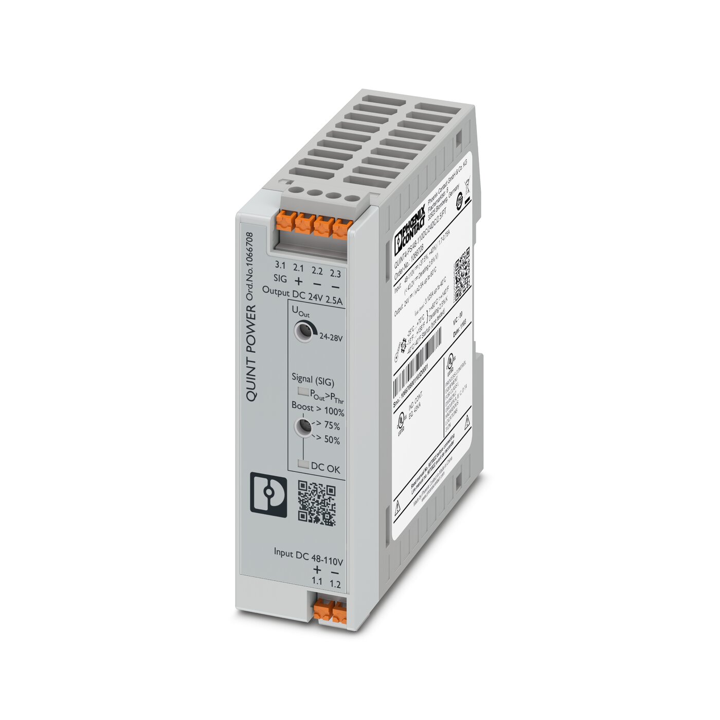 Bộ chuyển đổi nguồn DC-DC Phoenix Contact: QUINT4-PS/48-110DC/24DC/2.5/PT - DC/DC converters (1066708)