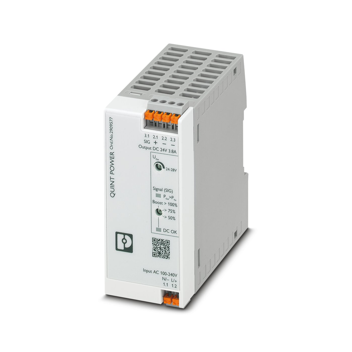 Bộ nguồn Phoenix Contact: QUINT4-PS/1AC/24DC/3.8/PT - Power supply unit 2909577