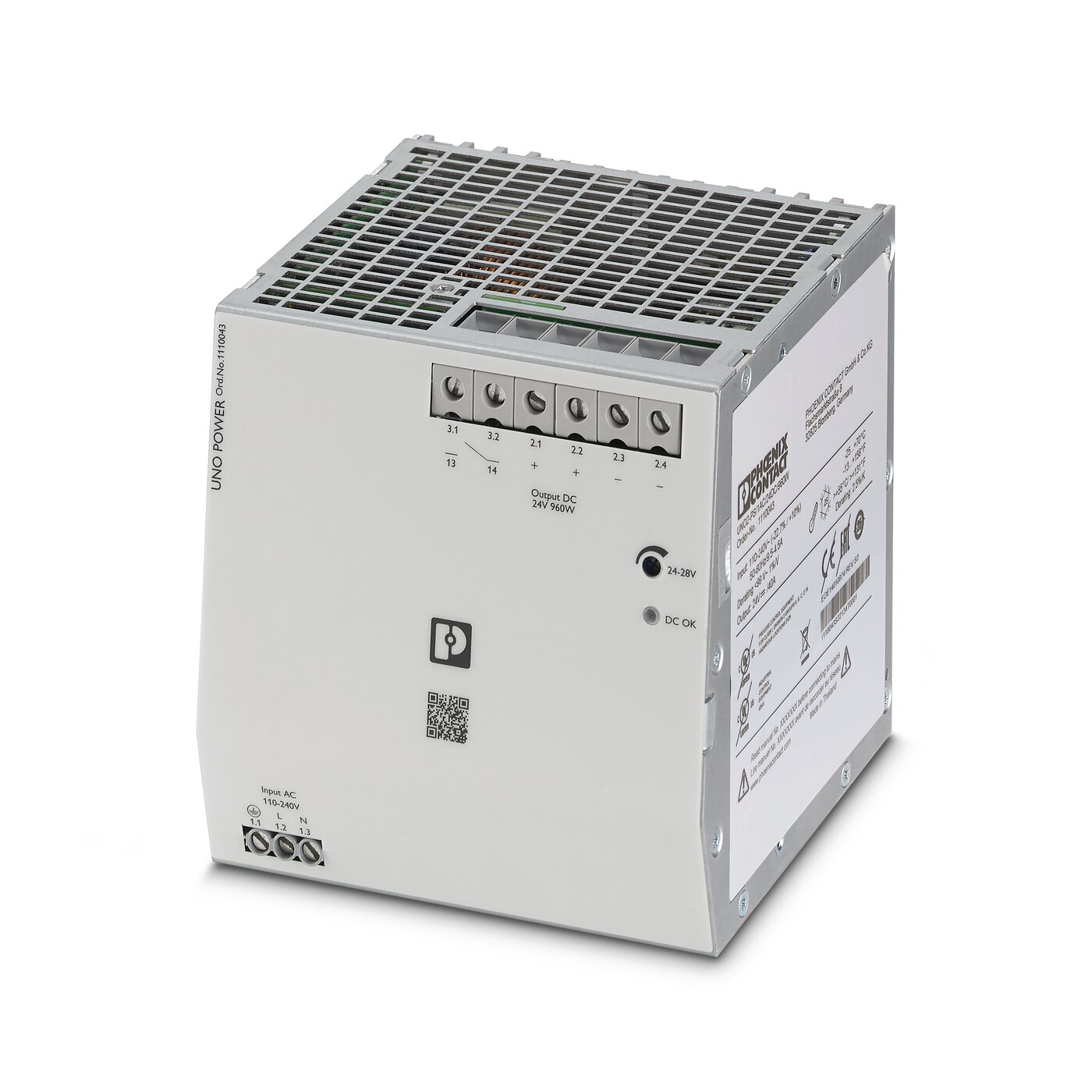 Bộ nguồn 24DC Phoenix Contact: UNO2-PS/1AC/24DC/960W - Power supply unit (1110043)