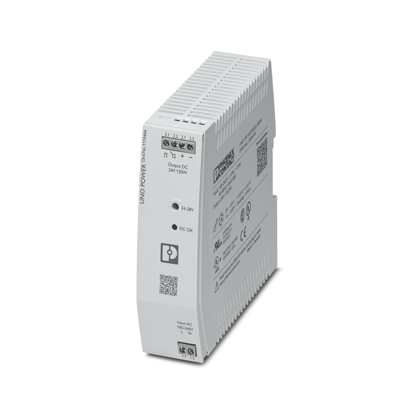 Bộ nguồn Phoenix Contact:: UNO2-PS/1AC/24DC/120W - Power supply unit (1110466)